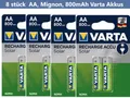 Produktbild: 8 x Varta Ni-MH AA 800mAh 1,2V Akku SOLAR-Leuchten Lampen Mignon Wiederaufladbar