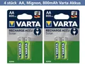 Produktbild: 4 x Varta Ni-MH AA 800mAh 1,2V Akku SOLAR-Leuchten Lampen Mignon Wiederaufladbar