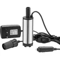 Produktbild: Wiltec - Mini Pumpe 12-15 l/min 8500 U/min 12 v, 16 mm Auslass, Tauchpumpe für Wasser und Dieselöl, zum Ablassen von Flüssigkeit, Entwässerung,