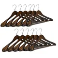 Produktbild: BesToop Kleiderbügel aus Holz 10 Stück, Holz Kleiderbügel für Anzug und Jacken, extra breiter Schulter mit Hosensteg, Mit rutschhemmendem Steg (Walnuss)