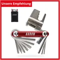 Produktbild: AARON Tool 20 in 1 Multitool in rot - Fahrrad Multifunktionswerkzeug aus rostfreiem Stahl/Aluminium - faltbares Mini Fahrradwerkzeug mit vielen Funktionen - praktisches Bike Tool