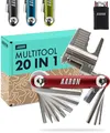 Produktbild: AARON Tool 20 in 1 Multitool - Fahrrad Multifunktionswerkzeug aus rostfreiem Stahl/Aluminium - faltbares Mini Fahrradwerkzeug mit vielen Funktionen - praktisches Bike Tool in Rot