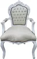 Produktbild: Casa Padrino Barock Esszimmer Stuhl mit Armlehnen Weiss Muster / Weiß - Antik Möbel - Limited Edition
