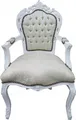 Produktbild: Casa Padrino Barock Esszimmer Stuhl mit Armlehnen Weiss Muster / Weiß