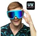 Produktbild: Boland Kostüm Party Ski-Brille Neon UV oder schwarz Spiegelglas Après Ski Party, Neonvarianten mit UV-Effekt für Schwarzlicht und Neon-Partys