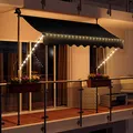 Produktbild: Swing & Harmonie LED - Markise mit Kurbel Klemmmarkise Balkonmarkise mit Beleuchtung und Solarmodul Fallarm Markise Sonnenschutz Terrasse Balkon (200x150, anthrazit)
