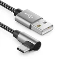 Produktbild: 1m USB C Kabel 3A Ladekabel 90° Gewinkelt Datenkabel Handy Smartphone Tablet