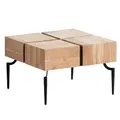 Produktbild: FineBuy Couchtisch Akazie Natur Massivholz quadratisch 60x60 cm · moderner Wohnzimmertisch 4 Blocks · Design Tisch mit Metallbeinen im Industrial Cube Stil Braun