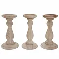 Produktbild: 3er Set Kerzenständer H361, Kerzenhalter, Shabby-Look Höhe 24cm naturbraun