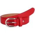 Produktbild: MIRROSI Ledergürtel Damen Herren Gürtel, Made in Italy, 3cm breit (Passt fast zu jeder Hosenschlaufe, aus Echtem Leder) rot|silberfarben 90cm