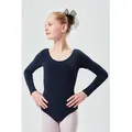 Produktbild: tanzmuster Body Ballettbody Lilly aus weichem Baumwollmischgewebe Langarm Trikot fürs Kinder Ballett blau 128/134