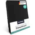 Produktbild: Lunarys® SleepRoyal Luxus Spannbettlaken 90x200cm - Schwarz - 250 g/m² Premium Bettlaken - 40 cm Steghöhe - für hohe Matratzen, Boxspringbett & Matratze + Topper & Wasserbett - Stretch Jersey