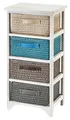 Produktbild: Kobolo Kommode Holzregal aus Holz weiß mit 4 Schubfächern 35x27x73 cm