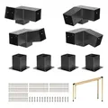 Produktbild: VEVOR Pfosttenverbinder, 3-Wege-Schräghalterung für 92 x 92 mm, Pergola-Halterung aus Karbonstahl mit Schrauben & Pfostensockeln, für Holzpergolen