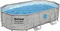 Produktbild: Bestway® Power Steel™ Swim Vista Series™ Frame Pool Komplett-Set mit Sandfilteranlage 488 x 305 x 107 cm , Steinwand-Optik (Cremegrau), oval