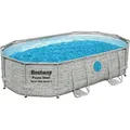 Produktbild: Bestway® Power SteelTM Swim Vista SeriesTM Frame Pool Komplett-Set mit Sandfilteranlage 488 x 305 x 107 cm , Steinwand-Optik (Cremegrau), oval - Braun