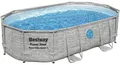 Produktbild: Bestway Power Steel Swim Vista Pool Komplett-Set, oval, inkl. Sandfilteranlage, grau, 488x305x107cm