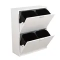 Produktbild: Happy Home Mehrzweckschrank Mülltrenner platzsparend Mülltrennsystem mit 4 entnehmbaren Inneneimern aus MDF Weiß 60x24x80 cm HEI02-WEI