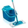 Produktbild: Leifheit Bodenwischer Power Clean Set 55510, Flachwischer 33 cm mit Wischbezug, Eimer und Sieb
