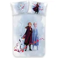 Produktbild: Babybettwäsche Frozen Die Eiskönigin 100x135 + 40x60 cm, 100 % Baumwolle, Flanell / Biber, 2 teilig, süße Disney Anna, Elsa & Olaf - Hellblau