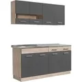 Produktbild: Homestyle4u Küchenzeile 160 cm Eiche Grau