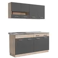 Produktbild: Homestyle4u 2355, Küche Küchenzeile Küchenblock Eiche Holz Grau Einbauküche Single Küchen Schränke 160 cm