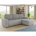 Produktbild: Ecksofa Roma L mit Schlaffunktion und Bettkasten - Cord Stoff - L-Form Couch, Polstersofa, Schlafsofa, Sofagarnitur (Grau (Poso 110)) - Grau