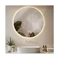 Produktbild: tectake Runder LED Badezimmerspiegel, rahmenloses Design in 3 Größen, Touchbedienung mit Memoryfunktion, inklusive Spiegelheizung