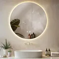 Produktbild: tectake® runder Badezimmerspiegel mit Beleuchtung, Badspiegel, 3 Lichtfarben, LED Spiegel dimmbar, Badezimmer Spiegel mit Touch Schalter und Memory Funktion, beschlagfrei - 80 x 80 cm