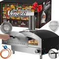 Produktbild: Heidenfeld Outdoor Gas-Pizzaofen Venezia, 500°, Pizzastein, Edelstahl, Schlot mit Regenschutz