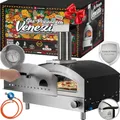 Produktbild: Heidenfeld Gas Pizzaofen Venezia | Gasofen - 500°C - Pizza Ofen - Pizzamaker - Edelstahl - Brot Backofen - Pizza Maker - Pizzastein - Pizza Grill - Gartenofen Outdoor (Silber)