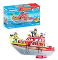 Produktbild: PLAYMOBIL Action Heroes 71598 Feuerlöschboot, Rettungsmission auf dem Wasser, schwimmfähiges Boot mit abnehmbarem Dach und Zubehör, actionreiches Spielzeug für Kinder ab 4 Jahren