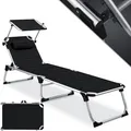 Produktbild: KESSER® Sonnenliege SUN mit Dach Gartenliege Liegestuhl klappbar Sonnendach Verstellbarer Rückenlehne , ergonomisch, gepolsterter Liegefläche, Aluminium Liege Gartenstuhl tragbar Strandliege