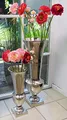 Produktbild: Vase Blumenvase Gefäß Pokalvase Dekovase Aluminium Silber Aluminium - Bodenvase für Kunstblumen und Pampasgras - 52 cm oder 80 cm (20x20x52 cm)