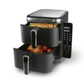 Produktbild: GOURMETmaxx FryUp Vertikale Doppelkammer Heißluftfritteuse | Airfryer 10 Liter | 4 Speisen auf 4 Ebenen | klappbares Touchdisplay | 32% platzsparender | Heißluftfritteuse 2 Kammern