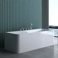 Produktbild: Doporro Design-Badewanne Vicenza601 180x80x57cm komplett zur Wandmontage mit Ablaufgarnitur inkl. Armaturen und Überlauf aus Acryl in Weiß und