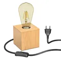 Produktbild: ledscom.de Tischlampe HITO, Holz massiv, eckig, inkl. E27 Lampe Retro gold extra-warmweiß 489lm