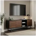Produktbild: en.casa Sideboard, »Boxholm« mit 3 Türen 160 x 30 x 57 cm Schwarz/Walnussoptik braun|schwarz 160 cm x 56,5 cm x 30 cm
