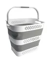 Produktbild: SAMMART 40L Zusammenklappbarer Wäschekorb aus Kunststoff mit Griffen – faltbarer Pop-Up-Aufbewahrungsbehälter/Organizer – tragbarer Wäschesammler – platzsparend (1, Weiß/Grau)