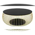 Produktbild: SalesFever Couchtisch Ø 86 cm rund |10 mm starke Klarglasplatte | Gestell Metalldraht | Schwarz/Gold