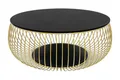 Produktbild: Couchtisch Ø86cm Schwarz/Gold Wohnzimmertisch Abstelltisch Metalltisch Glastisch