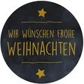Produktbild: AVERY Zweckform 200 Aufkleber Frohe Weihnachten (Made in Germany, Ø38 mm, schwarze Weihnachtssticker goldene Schrift, selbstklebende Weihnachtsdeko Geschenke, Karten, Tüten) Sticker auf Rolle, 3846
