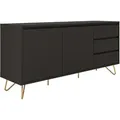 Produktbild: SalesFever Sideboard aus MDF | 2 Türen und 3 Schubladen | Beine Metall mit Messinglegierung | B 150 x T 40 x H 70 cm | grau