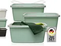 Produktbild: Hausfelder Wäschewanne 35L mit Henkel - Wäschekorb Plastik 3er Set 58x37x25cm - stabil groß wetterfest - stapelbare Wäschekörbe in Grün