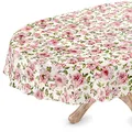 Produktbild: Tischdecke abwaschbar Wachstuch Wachstuchtischdecke Oval 140 x 200cm Schnittkante Natalie Blumen pflegeleicht