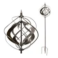 Produktbild: LEMODO Garten Windrad “Grey Tulip”, Windspiel mit stabilem Bodenstecker Gartendeko in 4 Höhen aufbaubar, Gartenstecker 213 cm hoch, Windmühle Silber, Windskulptur mit Charme