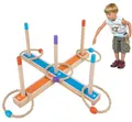 Produktbild: Wurfspiel Ringwurfspiel,Ringwurf-Spiel aus Holz mit 5 Spielstäben und 5 Ringen aus Sisal, Geschicklichkeits-Spiel für Kinder und Erwachsene, beliebtes Outdoor-Sportspiel für den Sommer