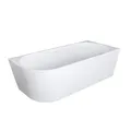 Produktbild: Aloni Halbfreistehende Eckbadewanne 180 x 80 cm rechts, Acryl Badewanne mit Mittelablauf, Vorwandbadewanne, Raumsparbadewanne für Eckmontage, freistehende Wanne modern, Weiß