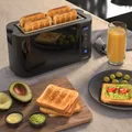 Produktbild: Arendo Toaster 4 Scheiben, Langschlitz, Edelstahl, 1500W, Touch, Display mit Restzeitanzeige, Brötchenaufsatz, Auftaufunktion, Wärmeisolierendes Gehäuse, schwarz-hochglanz
