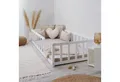 Produktbild: Homestyle4u Kinderbett 90x200 / 120x200 Weiß Natur Holzbett Bodenbett Montessori Kleinkind (Set, mit Lattenrost), mit Rausfallschutz